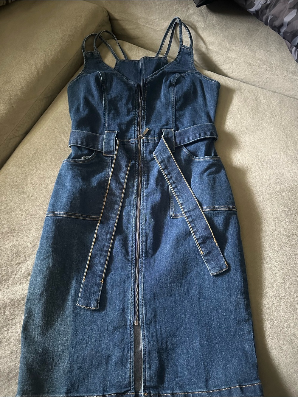 VENUS Dark Blue Denim MIDI dress